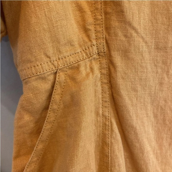 Madewell 100% Linen Maisie Puff Sleeve Mini Dress Ochre Fresco Size 10 - Picture 6 of 8